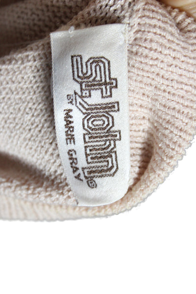 St. John By Marie Gray Unisex Pullover Sweater Beige Cotton Crew Neck Size 16