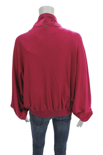 St. John Womens Full-zip Sweatshirt Red Mock Neck Zip 82% Modal Size L