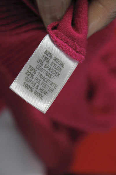 St. John Womens Full-zip Sweatshirt Red Mock Neck Zip 82% Modal Size L