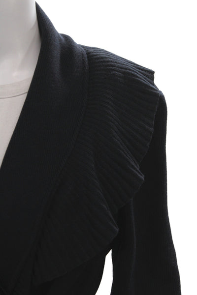 St. John Collection Women Black V-Neck Button Cardigan Wool Blend Size 14