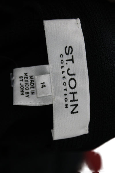 St. John Collection Women Black V-Neck Button Cardigan Wool Blend Size 14