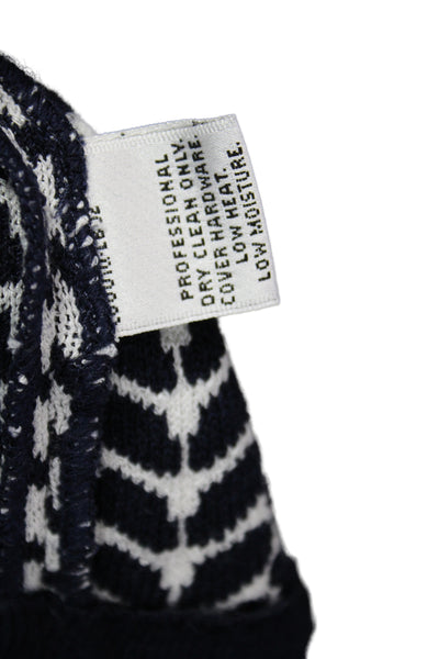 St. John Sport Unisex Full Zip Cardigan Dark Blue Herringbone Mock Neck Size XL