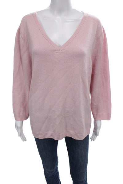 St. John Sport Unisex Pullover V-Neck Pink Cotton Polyester Long Sleeve Size XL