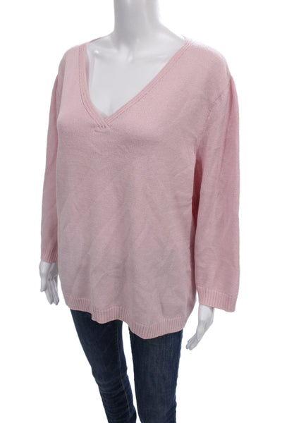 St. John Sport Unisex Pullover V-Neck Pink Cotton Polyester Long Sleeve Size XL