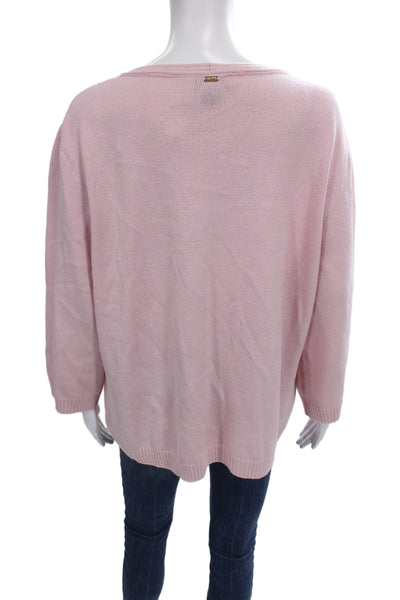 St. John Sport Unisex Pullover V-Neck Pink Cotton Polyester Long Sleeve Size XL
