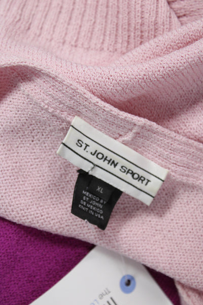 St. John Sport Unisex Pullover V-Neck Pink Cotton Polyester Long Sleeve Size XL