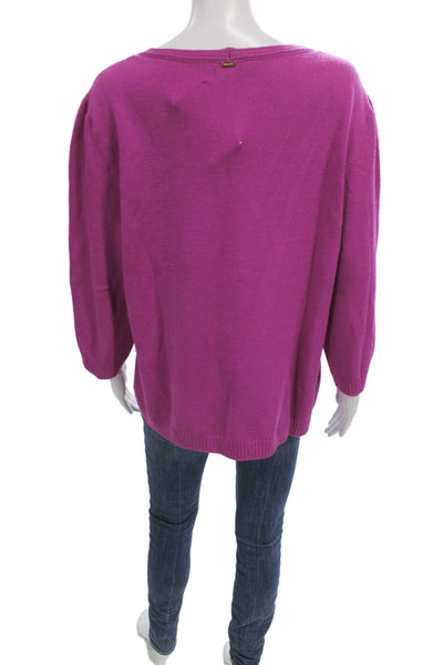 St. John Sport Unisex Pullover Sweater Purple V-Neck 3/4 Sleeve Wool Size XL
