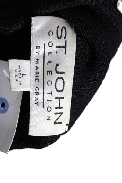 St. John Collection By Marie Gray Unisex Black Cotton Pullover Sweater Size L