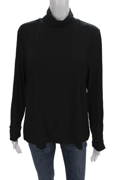 St. John Caviar Women Black Basic Mock Neck Long Sleeve Top Size XL