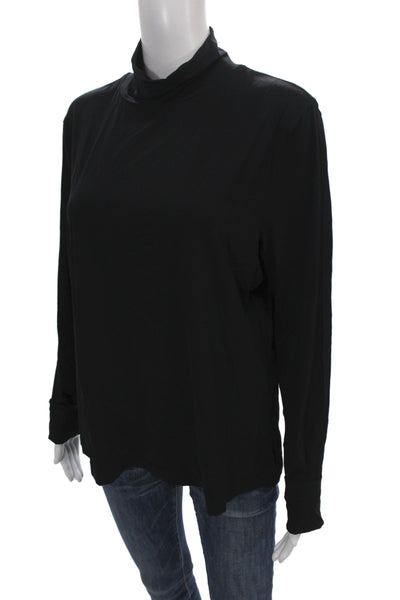 St. John Caviar Women Black Basic Mock Neck Long Sleeve Top Size XL