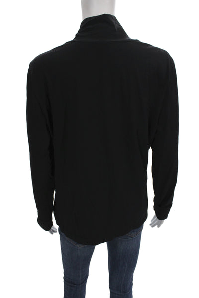 St. John Caviar Women Black Basic Mock Neck Long Sleeve Top Size XL