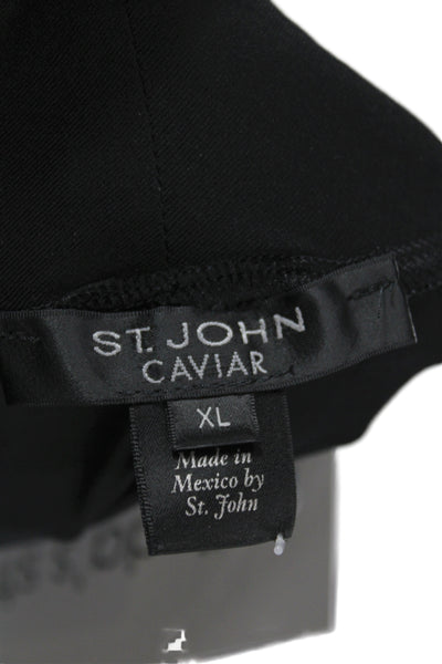 St. John Caviar Women Black Basic Mock Neck Long Sleeve Top Size XL