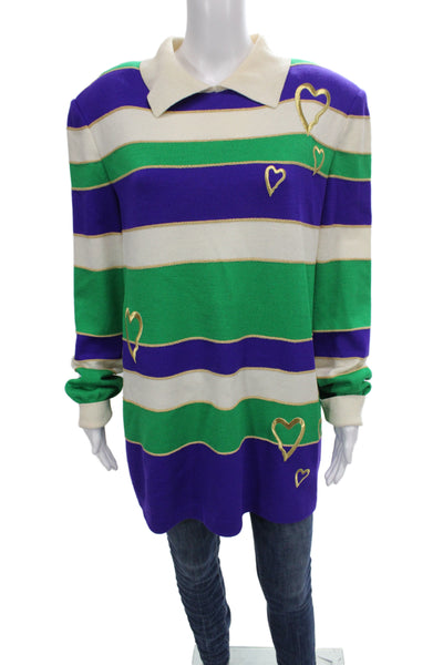 St. John Collection By Marie Gray Unisex Beige Striped Pullover Sweater Size L