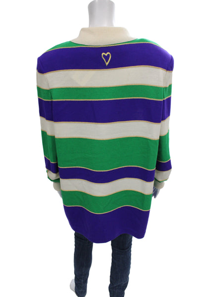 St. John Collection By Marie Gray Unisex Beige Striped Pullover Sweater Size L