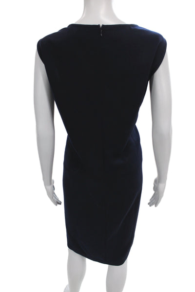 St. John Womens Shift Dress Dark Blue Sleeveless Round Neck Knee Length Size 16