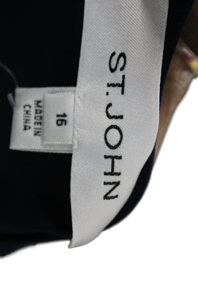 St. John Womens Shift Dress Dark Blue Sleeveless Round Neck Knee Length Size 16