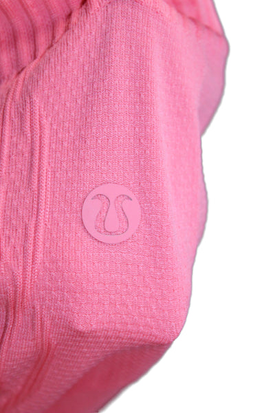 Lululemon Women Pullover Sweater Pink Argyle Crewneck Long Sleeve Cotton Size 6
