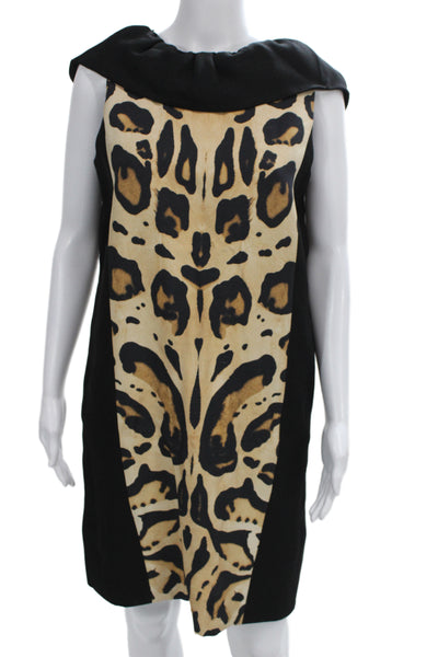Giambattista Valli Women Shift Dress Beige Silk Square Neck Sleeveless Size M