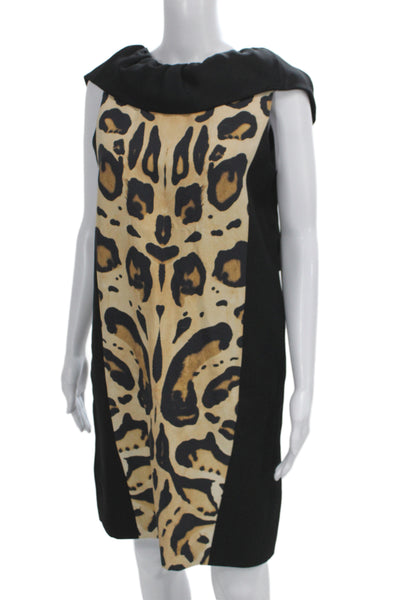 Giambattista Valli Women Shift Dress Beige Silk Square Neck Sleeveless Size M