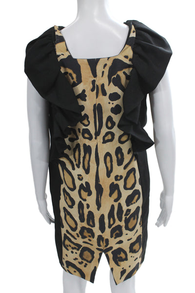 Giambattista Valli Women Shift Dress Beige Silk Square Neck Sleeveless Size M