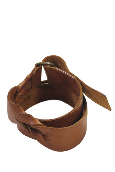 Linea Pelle Womens Leather Cut Out Gold Tone Twist Belt Brown Size Large
