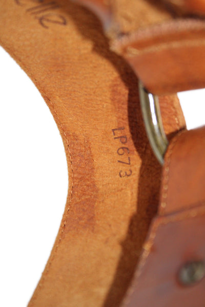 Linea Pelle Womens Leather Cut Out Gold Tone Twist Belt Brown Size Large