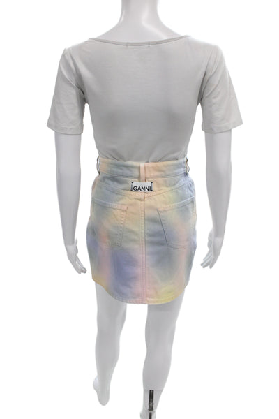 Ganni Women A-Line Mini Light Blue Skirt Size 36