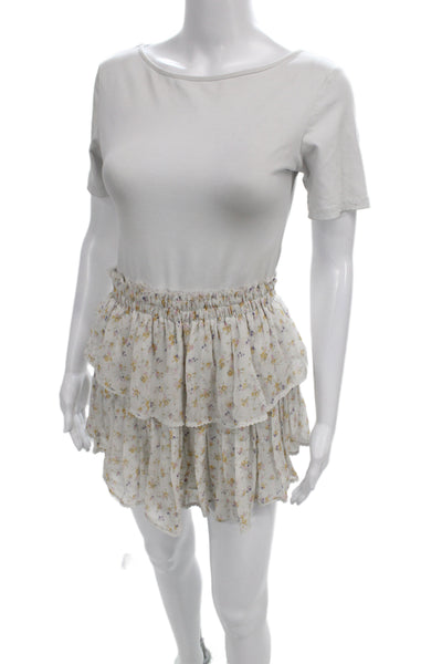 Love Shack Fancy Womens White Floral Peasant Pettiskirt Short Size S