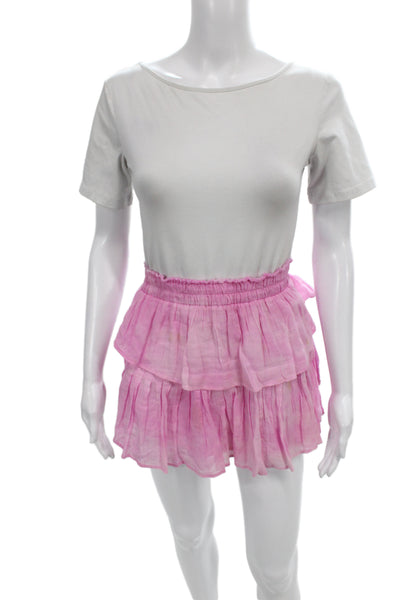 Love Shack Fancy Womens Mini Pettiskirt Pink Cotton Solid Size XS