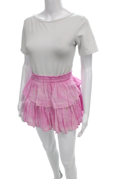 Love Shack Fancy Womens Mini Pettiskirt Pink Cotton Solid Size XS