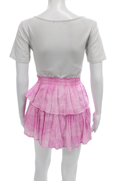Love Shack Fancy Womens Mini Pettiskirt Pink Cotton Solid Size XS