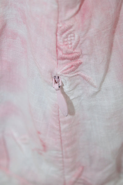 Love Shack Fancy Women Mini Fit and Flare Dress Pink Cotton Short Sleeve Size 2