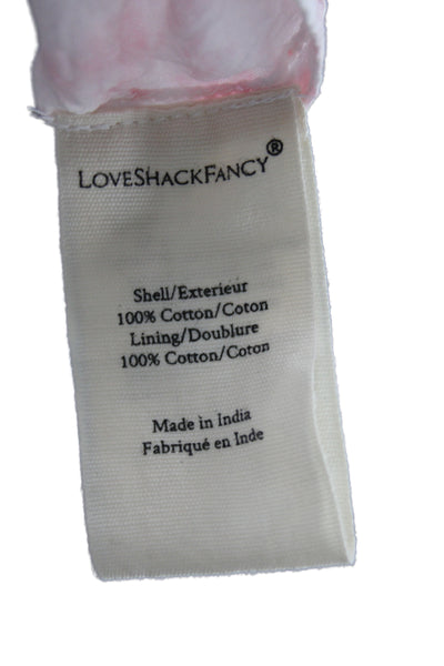 Love Shack Fancy Women Mini Fit and Flare Dress Pink Cotton Short Sleeve Size 2