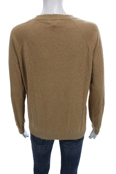 Minnie Rose Unisex Pullover Sweater Brown V Neck Cotton Cashmere Size S