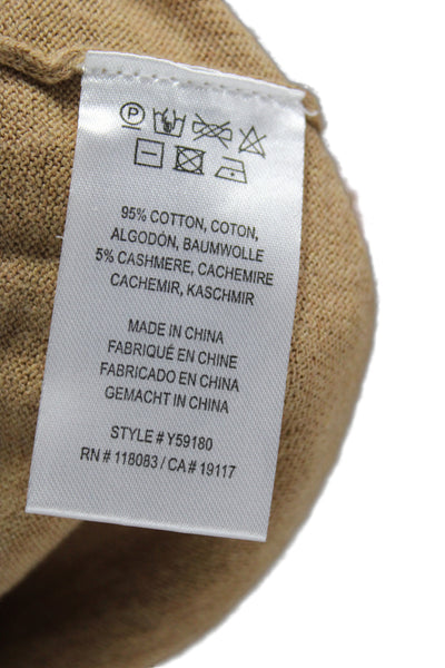 Minnie Rose Unisex Pullover Sweater Brown V Neck Cotton Cashmere Size S