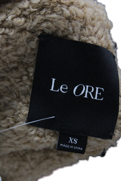 Le Ore Womens Camisole Cropped Tan Wool Blend Button Round Neck Size XS