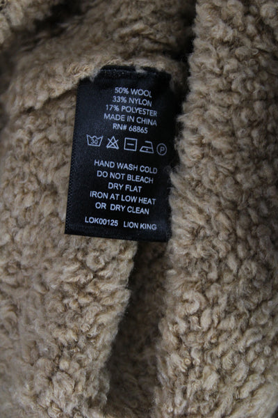 Le Ore Womens Camisole Cropped Tan Wool Blend Button Round Neck Size XS