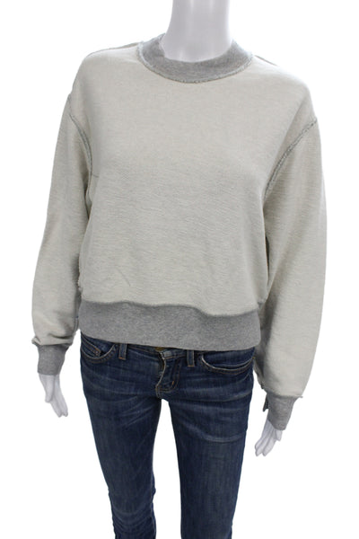 Frame Women Petite Pullover Sweatshirts Gray Pima Cotton Crew Neck Size XS