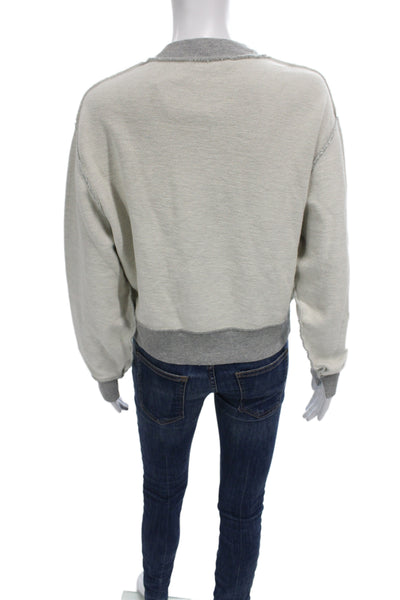 Frame Women Petite Pullover Sweatshirts Gray Pima Cotton Crew Neck Size XS