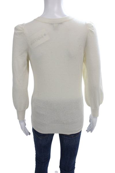 Autumn Cashmere Unisex Pullover V-Neck Cashmere Sweater White Size XS