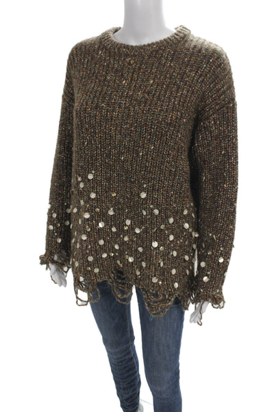 Zara Unisex Pullover Brown Polka Dot Long Sleeve Crew Neck Grunge Size XS