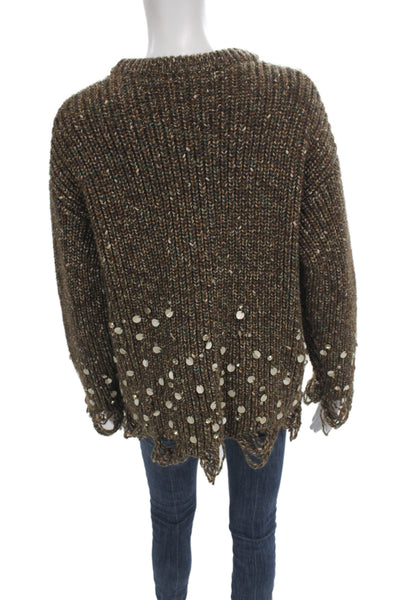 Zara Unisex Pullover Brown Polka Dot Long Sleeve Crew Neck Grunge Size XS
