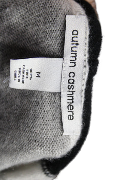 Autumn Cashmere Women Black Striped Pullover Hoodie 100% Cashmere Size M