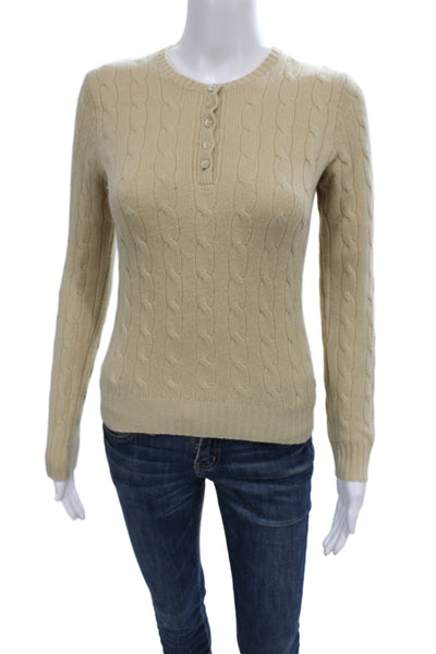 Ralph Lauren Black Label Womens Henley Cashmere Pullover Beige Size S
