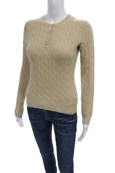 Ralph Lauren Black Label Womens Henley Cashmere Pullover Beige Size S