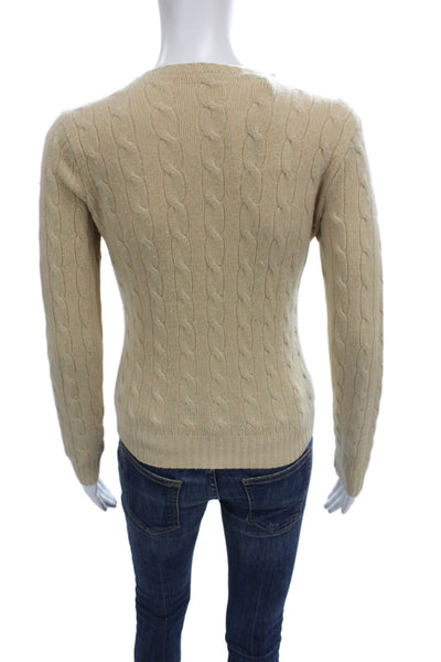 Ralph Lauren Black Label Womens Henley Cashmere Pullover Beige Size S