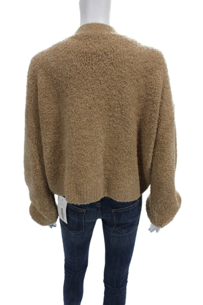 Le Ore Unisex Cardigan Tan V-Neck Button Long Sleeve Wool Blend Size M