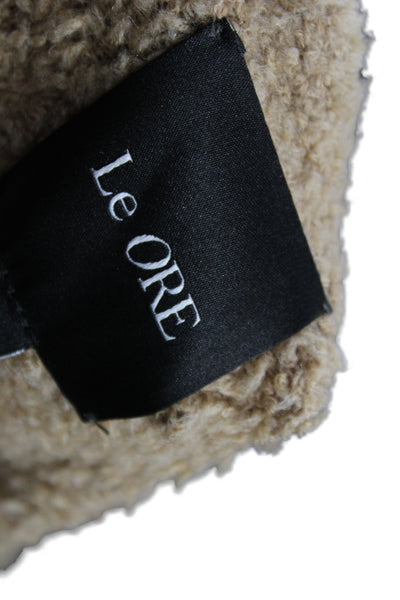 Le Ore Unisex Cardigan Tan V-Neck Button Long Sleeve Wool Blend Size M