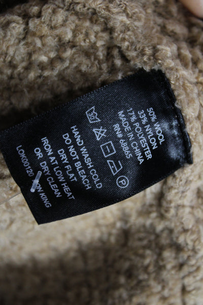 Le Ore Unisex Cardigan Tan V-Neck Button Long Sleeve Wool Blend Size M