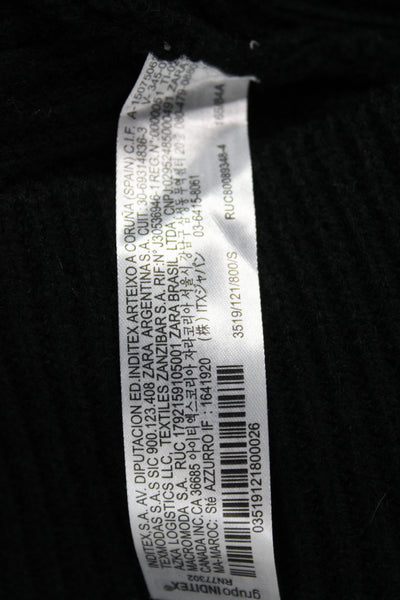 Zara Unisex Black Full Zip Cardigan Acrylic Wool V-Neck Size S
